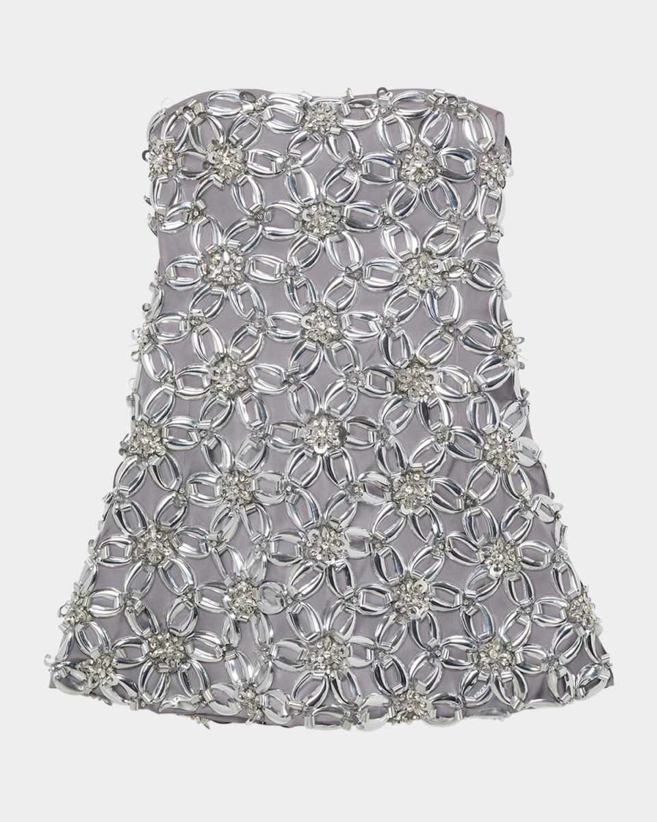 Vandelia Strapless Metallic Floral Mini Dress